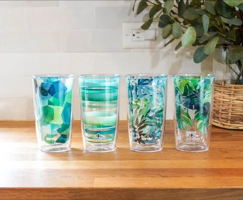 Miniatura 3 de Tervis Yao Cheng - Vaso aislado de doble pared de cristal verde hecho en Estados Unidos mantiene las bebidas frías y calientes, 16 onzas, 4