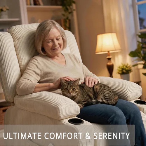 Miniatura 8 de Silla reclinable de elevación eléctrica de alta resistencia para ancianos, capacidad de 400 libras, masaje y sillón reclinable de calor, de pana