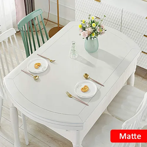 Miniatura 2 de Mantel transparente de PVC mate impermeable sin encogimiento/bordes biselados, protector transparente ovalado en ángulo recto para mesa de noche