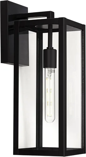 Miniatura 7 de John Timberland Titan - Juego de 2 lámparas de pared modernas para exteriores, marco rectangular negro místico, paneles de vidrio transparente de 17
