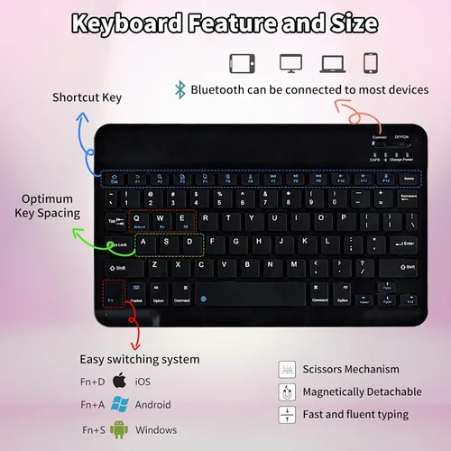 Miniatura 5 de Funda para Samsung Galaxy Tab S6 Lite 2022/2020 Teclado inalámbrico desmontable y cubierta de soporte de piel sintética Funda protectora