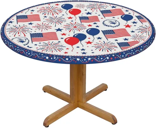 Miniatura 27 de Mantel redondo de Navidad con diseño de copos de nieve de Navidad para cocina, comedor, decoración de mesa de poliéster lavable para mesa de bufé