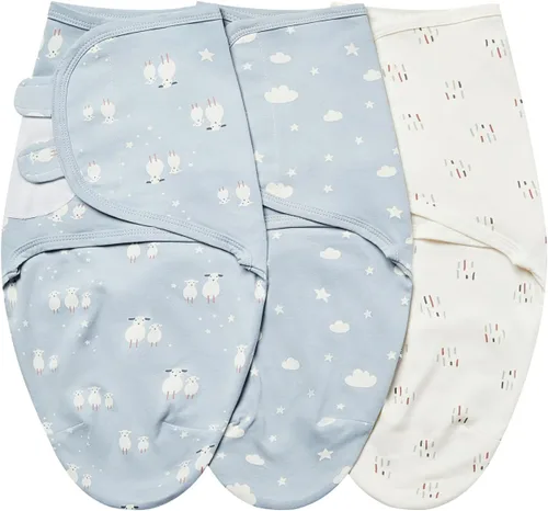 insular Envoltura para bebé, manta para recién nacido y bebé, juego de pañales ajustable para niños y niñas, saco de dormir de algodón suave para