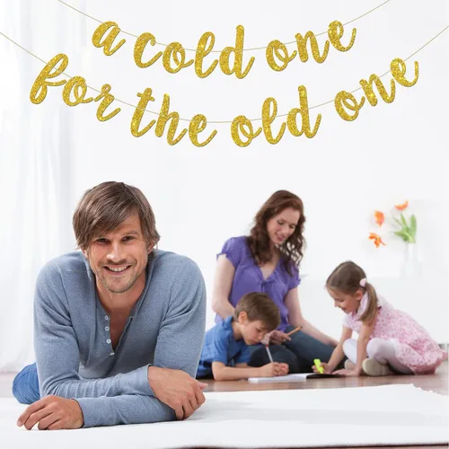 Miniatura 7 de INNORU Cartel "A Cold One for The Old One" – Decoración de fiesta de feliz cumpleaños – Divertido cartel de decoración de fiesta de cumpleaños 50