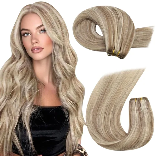 Miniatura 17 de Moresoo - Extensiones de cabello humano real cosidas, Remy, lacio, doble trama, color negro jet, 14 pulgadas, 3.53 onzas