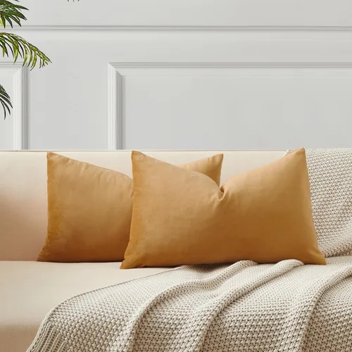 Miniatura 59 de Juspurbet - Juego de 2 fundas decorativas de terciopelo para cojines, fundas suaves para sofá, cama o sillón con cremallera oculta, para sala