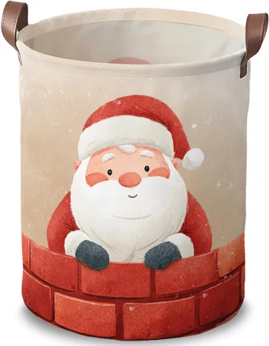 Miniatura 26 de Cesta de lavandería de 15.75 x 15.75 x 19.7 pulgadas, diseño de pingüino de Navidad, plegable, con asas, almacenamiento de ropa sucia