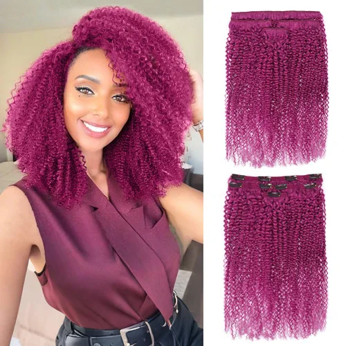 Miniatura 17 de 4 piezas de extensiones de cabello rizado afro con clip, 12 pulgadas 60g negro natural, encaje invisible sin costuras y espesor, 4B 4C clip