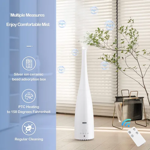 Miniatura 3 de Humidificador de niebla fría y cálida para el hogar/dormitorio con control remoto 2.3L. Humidificador de aire inteligente para Blanco