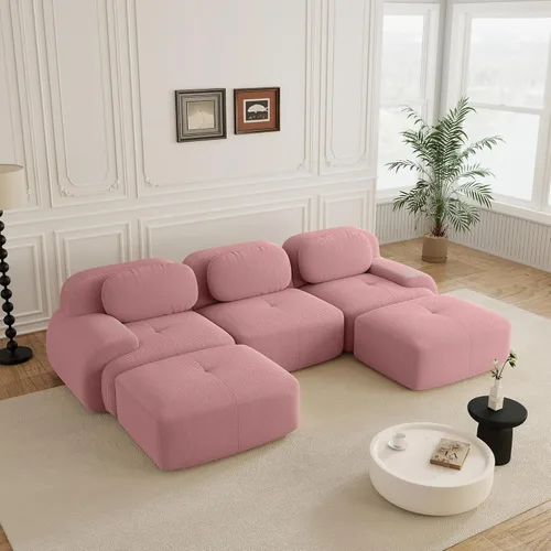 Miniatura 89 de Sofás modulares sin hueso de 152.8 pulgadas para sala de estar, sofá modular con diván en forma de L, cómodo asiento profundo tapizado de tela