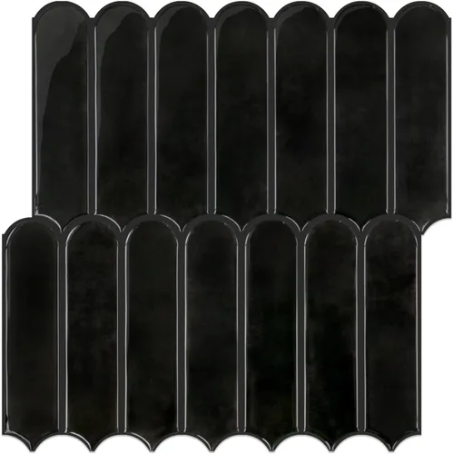Commomy Azulejos adhesivos negros más gruesos para despegar y pegar - 10 piezas de 12.0 x 12.0 pulgadas - Azulejos adhesivos 3D para salpicaduras