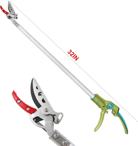 Miniatura 3 de GARTOL - Podadora de largo alcance con corte y retención, podadora de poste de 32 pulgadas ligera, mango largo, corta hasta 1/2 pulgada, uso con una