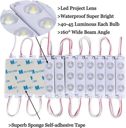 Miniatura 2 de Tienda de luces LED de exhibición de 60 luces LED de 12 V 40 LM/chip impermeable luz blanca con lente de proyecto para almacenar lámparas