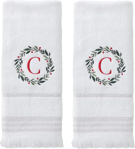 Miniatura 79 de SKL Home Toalla de baño casual con monograma, S, 28 x 54 pulgadas, color blanco