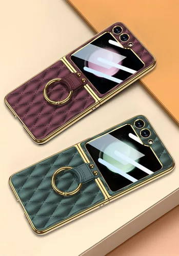 Miniatura 7 de SHIEID Z Flip 5 - Funda para Samsung Galaxy Z Flip 5 con anillo para teléfono, forro de esponja y diseño en forma de diamante para Samsung Galaxy Z