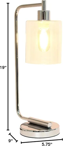 Miniatura 8 de Simple Designs LD1036-CHR Bronson Lámpara de Mesa de Linterna de Hierro Industrial Estilo Antiguo para Escritorio y Mesita de Noche con Pantalla