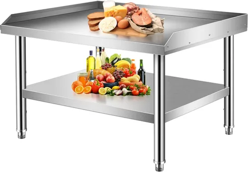 Miniatura 9 de Soporte para parrilla de 24 x 28 x 24 pulgadas, mesa de acero inoxidable con estante inferior de almacenamiento ajustable, soporte