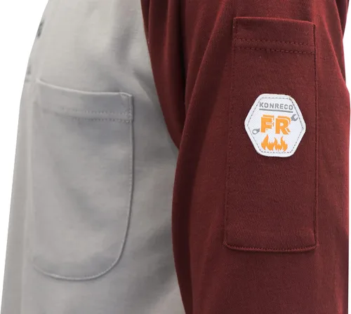 Miniatura 39 de KONRECO Camisas FR para hombre resistentes al fuego/ignífugo CAT2 7oz algodón dos tonos y camisa Henley