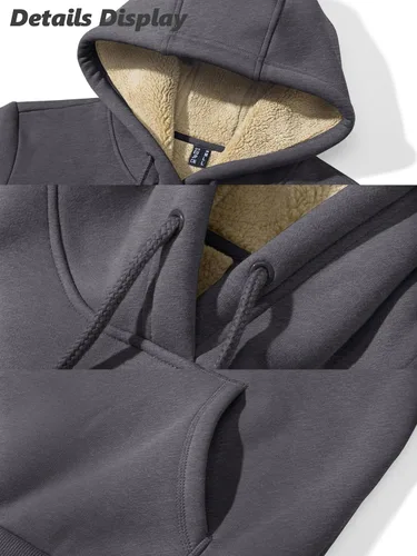 Miniatura 91 de MAGCOMSEN Sudaderas con capucha para mujer, con forro de sherpa, de vellón, para invierno, cálido, pesado, de algodón, con bolsillo