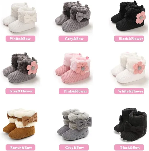 Miniatura 3 de E-FAK Botas para bebé niño y niña, zapatos para recién nacidos, con lazo para nieve, antideslizantes, suela suave, cálidos, para niños pequeños