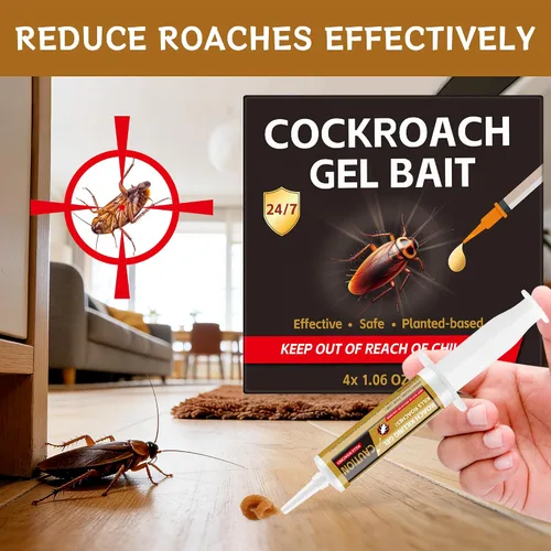 Miniatura 2 de Cebo de gel para cucarachas, 4 tubos para uso en interiores y exteriores, repelente eficaz de cucarachas para el hogar, cocina y garaje
