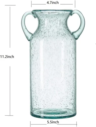 Miniatura 2 de Sunkey - Jarrón de cristal para decoración del hogar, Vidrio, Azul, L