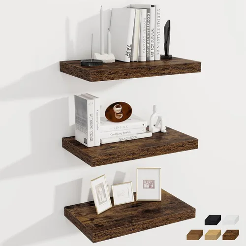 Miniatura 95 de Fun Memories Estantes flotantes de 12 pulgadas de profundidad, estantes de pared de madera de 16 x 12 pulgadas, estante de almacenamiento rústico