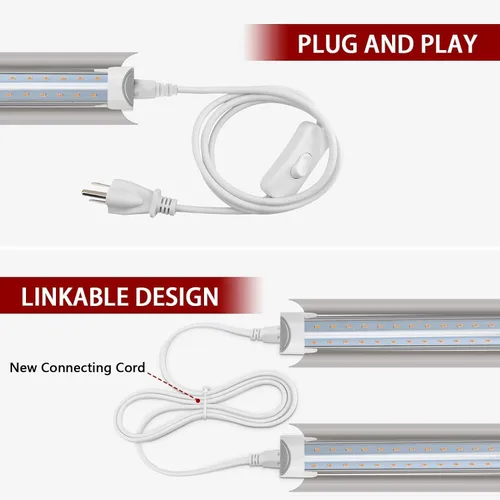 Miniatura 4 de Paquete de 8 luces LED de cultivo de 4 pies, 336 W (8 x 42 W) de alta intensidad de espectro completo luces de cultivo para interiores con alto Rosa