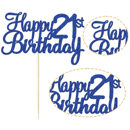 Miniatura 3 de Gyufise 1 decoración para pastel de cumpleaños número 10 con purpurina azul para tarta de 10 años de edad, decoraciones fabulosas para tartas