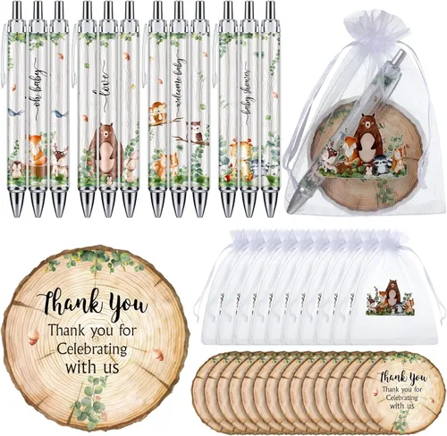 Miniatura 13 de Chuangdi 50 juegos de regalos de baby shower para invitados, incluye 50 bolígrafos, tarjetas de agradecimiento y bolsas de organza, Abeja