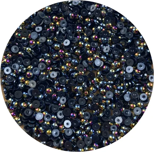 Miniatura 25 de 1000 piezas de cuentas de perla media de 5 mm cuentas de perla plana cuentas de perla redondas planas de plástico para manualidades, embellecimiento