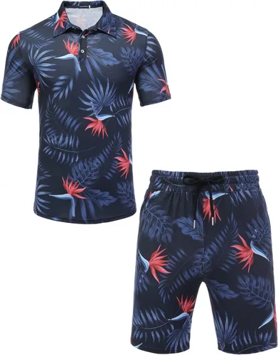 Miniatura 4 de Daupanzees Conjunto de camisa de 2 piezas para hombre, conjunto casual de manga corta para verano