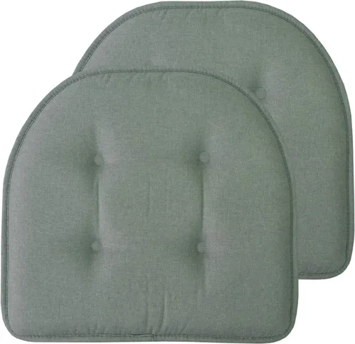 Miniatura 136 de Sweet Home Collection - Cojín de espuma viscoelástica para silla con capitoné, antideslizante, parte trasera de goma, en forma de U, 17 x 16 Piel