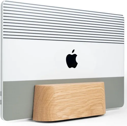Miniatura 7 de COREMINDED Soporte vertical doble ajustable para computadora portátil, soporte de madera para laptop, soporte para MacBook Pro, base de aire Mac