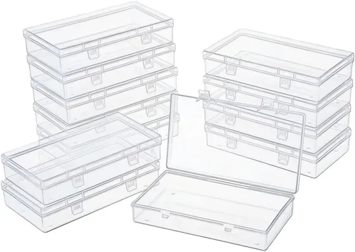 Miniatura 24 de LJY 100 contenedores rectangulares vacíos de plástico transparente con tapas con bisagras (2.2 x 1.6 x 0.8 pulgadas, transparente)