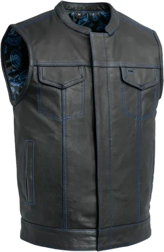 First Mfg Co - The Cut - Chaleco de cuero para motociclista para hombre
