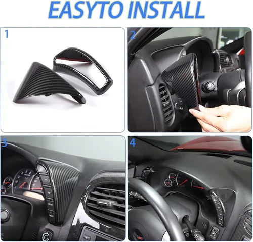 Miniatura 5 de Cubierta de botón para salpicadero compatible con Chevy Corvette C6 2005-2013, cubierta de bisel del velocímetro, marco interior de accesorios