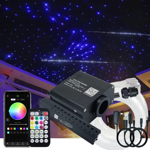 AKEPO - Kit de luz de fibra óptica RGBW de 16 W, parpadeante, estrella fugaz, controlada a través de aplicación, tamaño pequeño, 450 unidades, 0.75