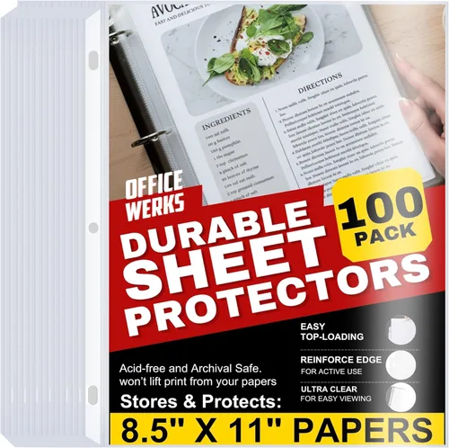 Miniatura 8 de Office Werks Protectores de 200 hojas, página transparente de 8.5 x 11 pulgadas para carpeta de 3 anillas, fundas de plástico, protector de papel