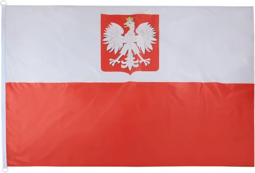 Bandera de Polonia con águila 3' x 5' Uso externo - Banderas polacas de escudo de armas 35.4 x 59.1 in - Banner 3x5 ft Tejido Poliéster con anillos