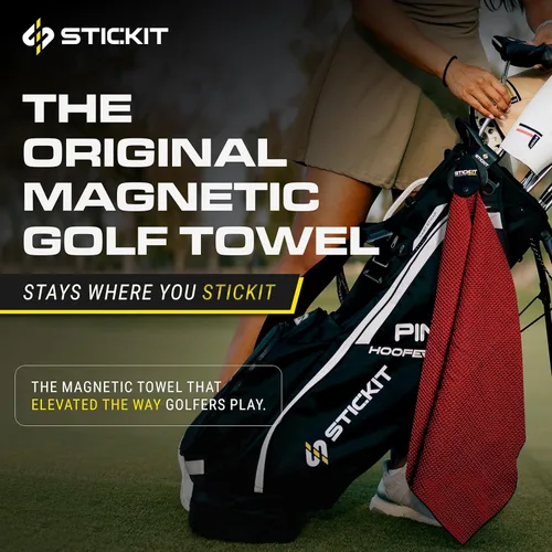 Miniatura 2 de STICKIT Toalla de golf magnética – Ultra absorbente con tejido de gofre de microfibra – Toalla de golf con imán para bolsas, palos y carritos