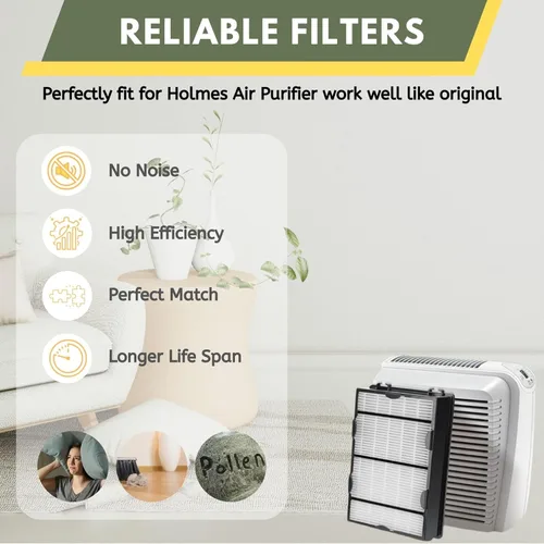 Miniatura 4 de Nispira Filtro HEPA verdadero (4) + repuesto de prefiltro de carbono (8) compatible con el filtro de purificador de aire Holmes HAPF600 HAPF600D