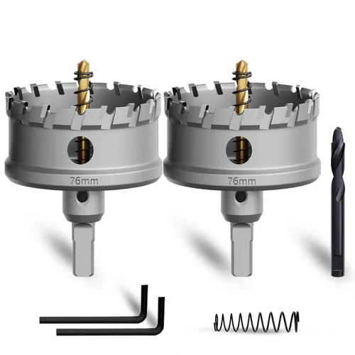Miniatura 21 de Sierra de Agujero de Metal de 1" (26mm) Juego de 2 Piezas de Servicio Pesado con Punta de Carburo de Tungsteno Juego de Cortadores de Agujeros