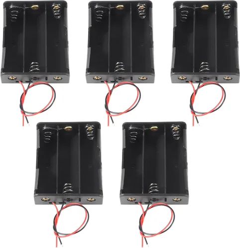 Miniatura 13 de ACEIRMC 10 unids 18650 clip de batería 1 ranuras 3.7 V plástico 18650 caja de almacenamiento de batería con cables de cable negro y rojo