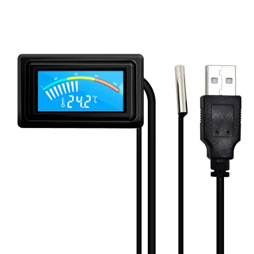Miniatura 2 de KETOTEK Termómetro digital medidor de temperatura Fuente de alimentación USB con sonda de sensor para acuario, vehículo, carcasa de PC, incubadoras