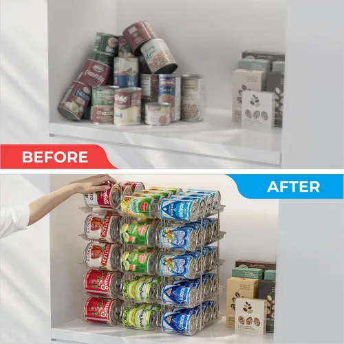 Miniatura 6 de Organizador de latas BingoHive para despensa apilable de 5 niveles, organizador de almacenamiento de latas para despensa, organizador de latas