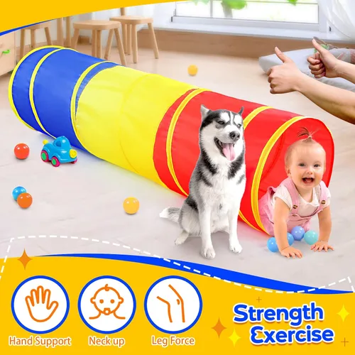 Miniatura 5 de Túnel de juego para niños pequeños, tienda de campaña desplegable para bebés, niños o perros con 2 lados de malla, juguetes de túnel para niños