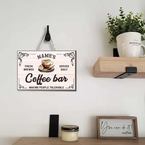 Miniatura 6 de Artsy Woodsy Letrero de madera de barra de café personalizado, placa de pared para decoración de cocina, regalos personalizados para amantes del 03