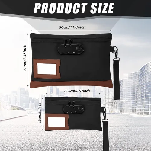 Miniatura 2 de Leifide Paquete de 2 bolsas de dinero con cerradura y cremallera de 11.8 x 7.9 pulgadas y 9 x 5.1 pulgadas, bolsa con cerradura para efectivo
