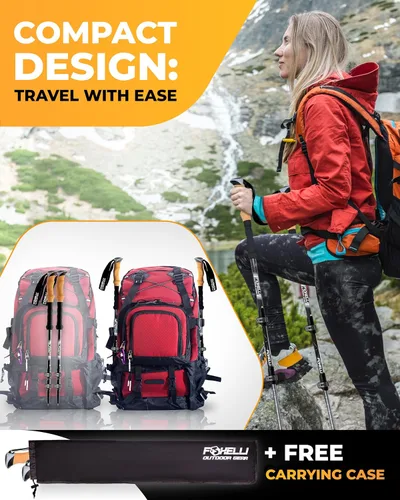 Miniatura 8 de Foxelli Bastones de trekking – Bastones de trekking plegables ligeros para hombres y mujeres, equilibrio perfecto y apoyo para personas mayores Caqui